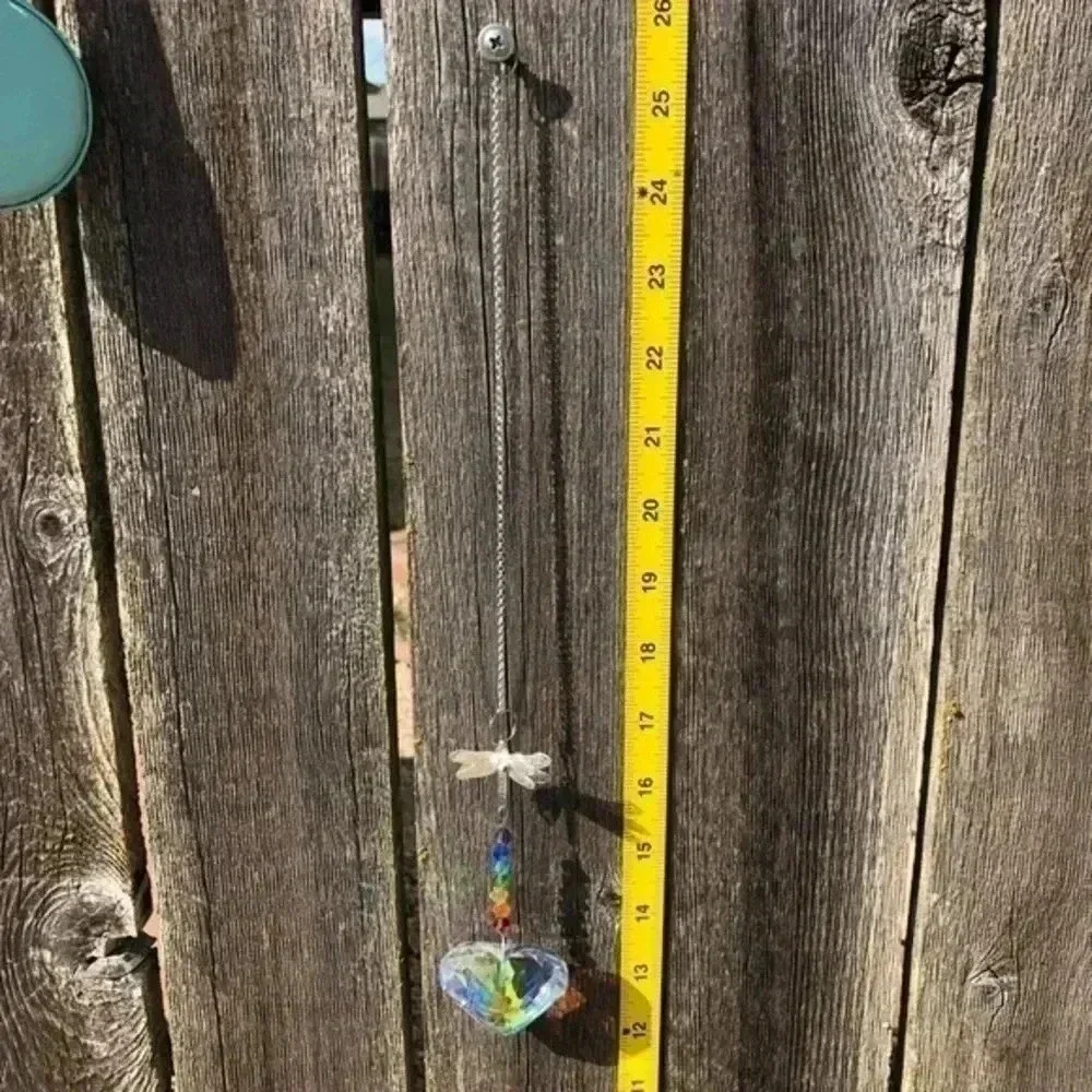 Gorgeous K9 Crystal Rainbow Dragonfly Huge Heart Suncatcher NWT - Picture 3 of 5